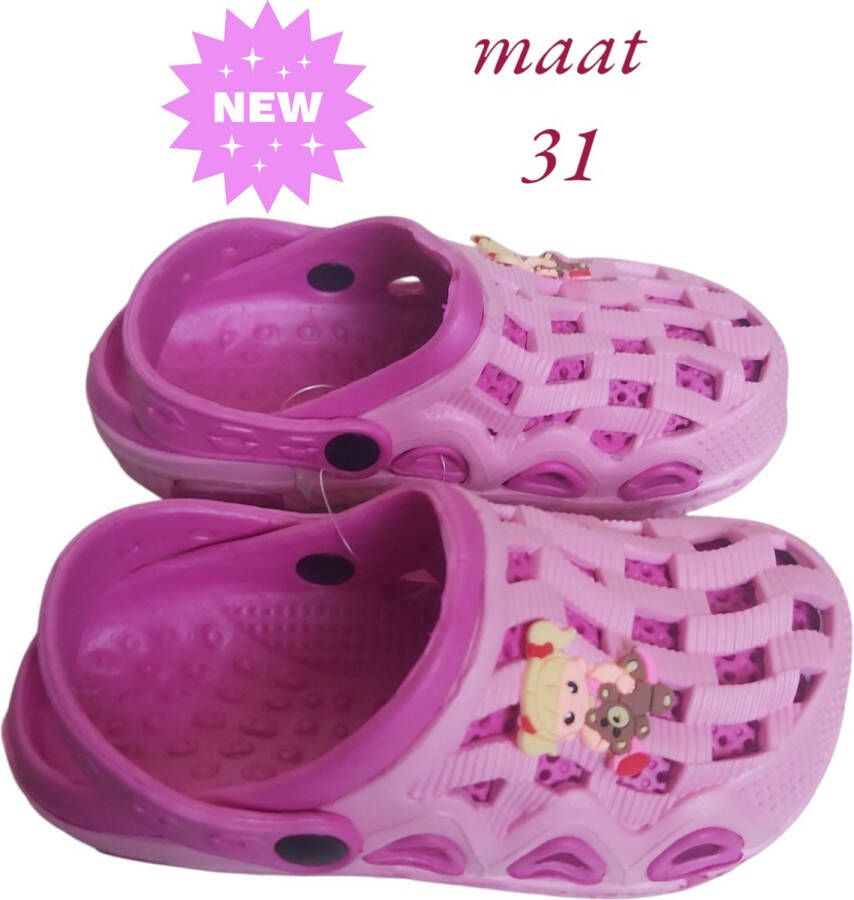 Slipper schoen verticaal pink fuchsia met meisje