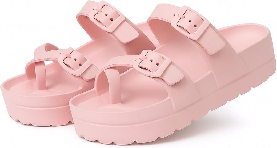 Dames Slippers EVA Sandalen met Gespen Teenslipper Comfort en Lichtgewicht Zomer Slippers Roze