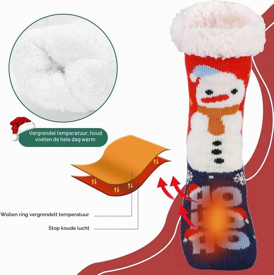 Slipper sokken Pluizige Sokken voor & Thermisch Kerst & Winter Warme Bedsokken met Antislip One Size Verpakking van 1 2 paar