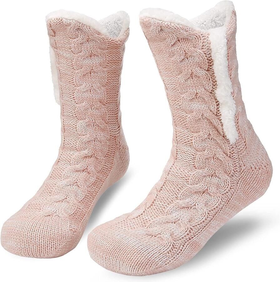 Slipper sokken Pluizige Sokken voor & Thermisch Kerst & Winter Warme Bedsokken met Antislip One Size Verpakking van 1 2 paar