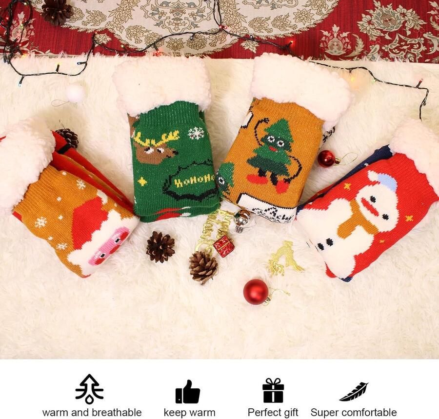 Slipper sokken Pluizige Sokken voor & Thermisch Kerst & Winter Warme Bedsokken met Antislip One Size Verpakking van 1 2 paar