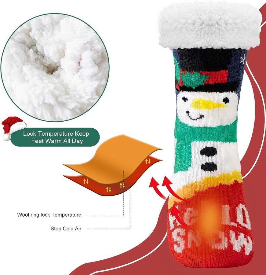 Slipper sokken Pluizige Sokken voor & Thermisch Kerst & Winter Warme Bedsokken met Antislip One Size Verpakking van 1 2 paar