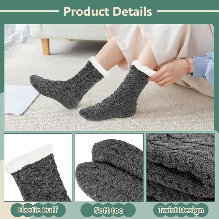Slipper sokken voor dames dikke warme wintersokken met grijpers antislip pluizige pluche sokken knuffelsokken huissokken