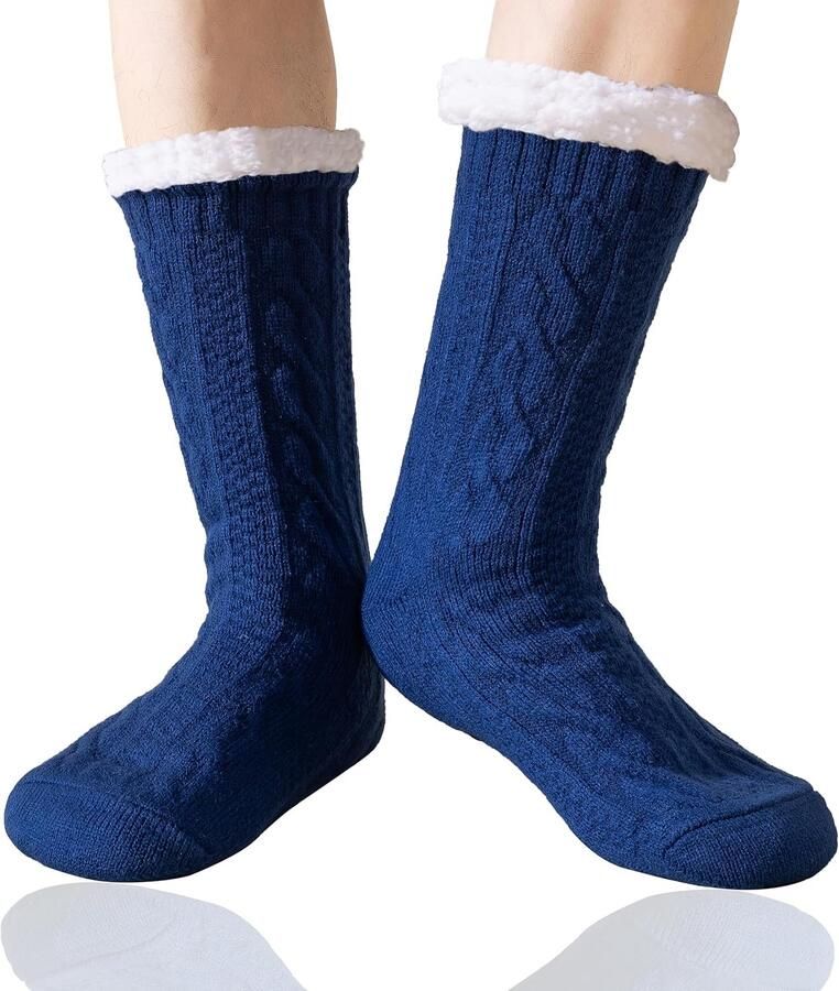 Slipper Sokken Voor Heren Antislip Grippers Winter Thermische Gezellige Warme Fleece Gevoerde Dikke Huis Ziekenhuis Slaap Sokken