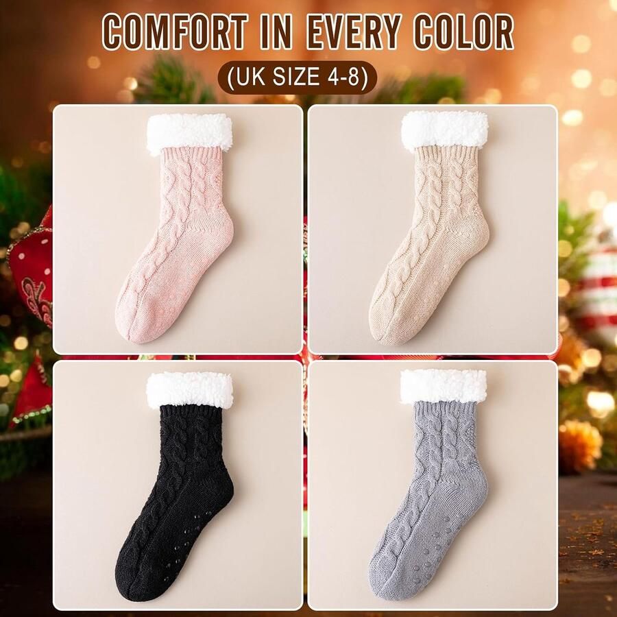 Slipper Sokken Vrouwen Fleece Gevoerde Dames Slipper Sokken Met Antislip Bed Sokken Voor Winter Kerst
