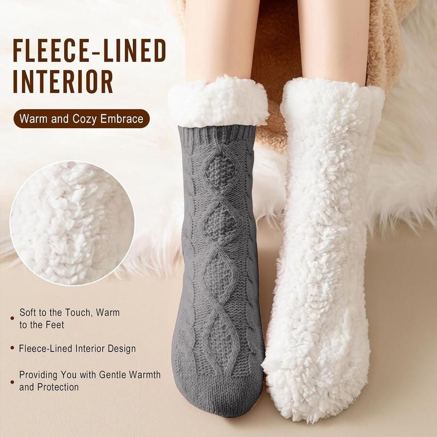 Slipper Sokken Vrouwen Fleece Gevoerde Dames Slipper Sokken Met Antislip Bed Sokken Voor Winter Kerst