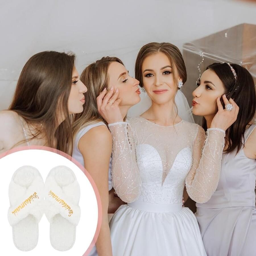Slippers antislip wit zacht bruiloftsschoenen met zolen van 10 mm voor vrijgezellenfeest