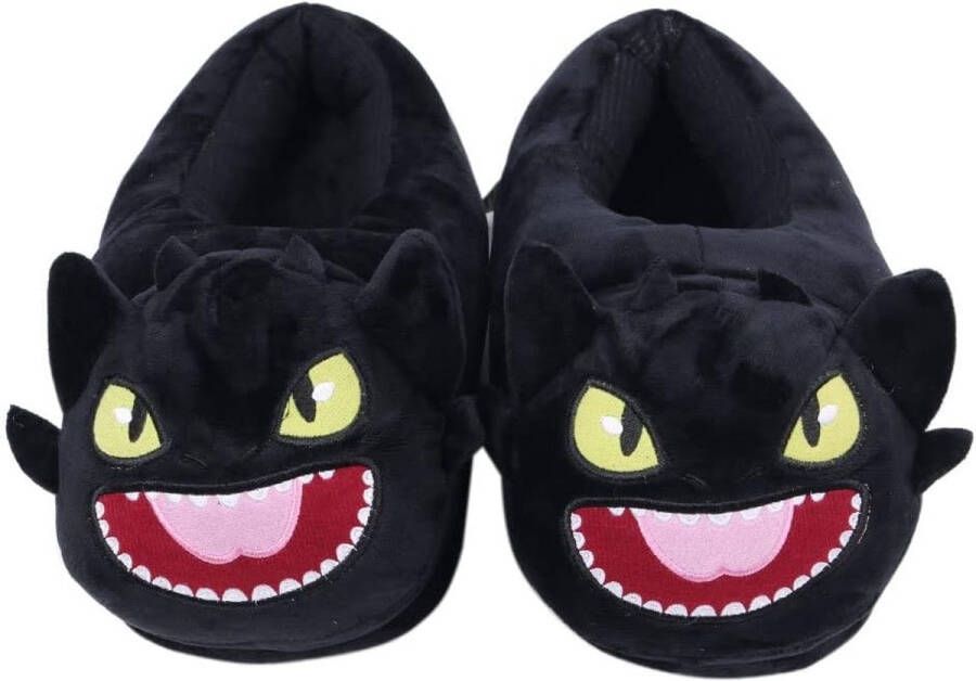 Slippers Binnen Warme Winterslippers Gezellige Zachte Pluche Grappige Stripslippers voor Volwassenen Kinderen Tieners Warme Home Slippers Zwart