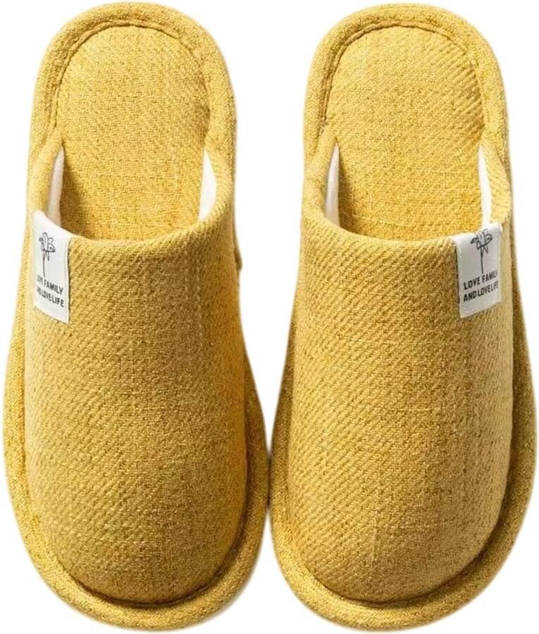 Slippers Comfortabele unisex instappers met antislip rubberen zolen; lichtgewicht zacht en met een brede pasvorm; geschikt voor binnen en buiten Geel