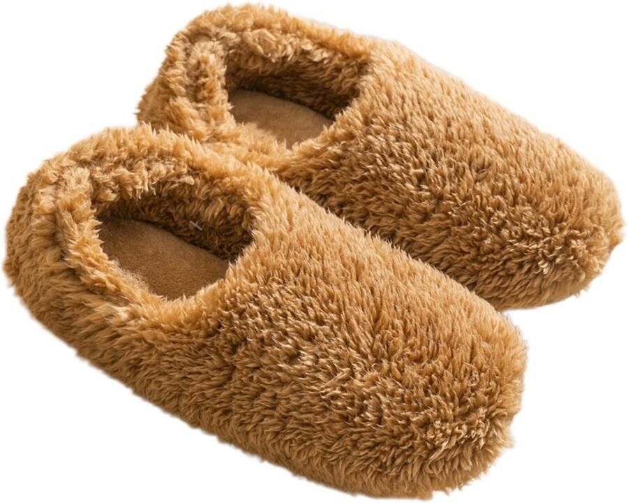 Slippers — Comfortabele warme huisslippers; ontwerp met zachte zool en gesloten hiel; unisex antislip-winterslippers — Antislip stijlvol en heerlijk warm-Geel-Schoenlengte