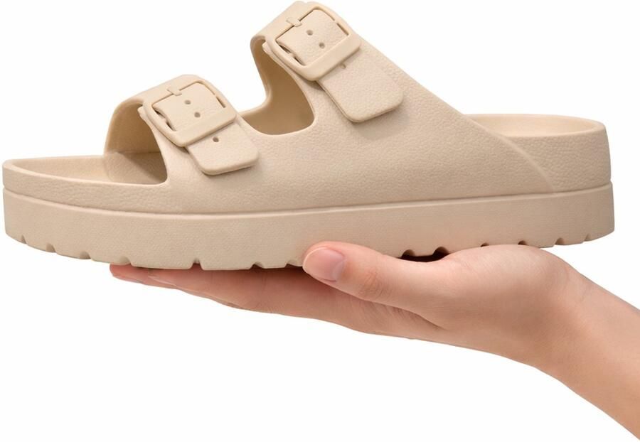 Slippers Dames Ergonomische Sandalen met Voetboogsteun Comfort Slippers met Gesp Lichtgewicht EVA Beige