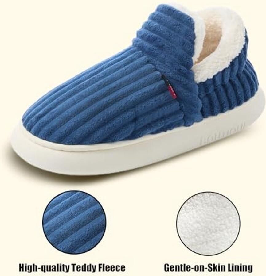 Slippers Dames Fuzzy Pluche en Lichtgewicht Blauw