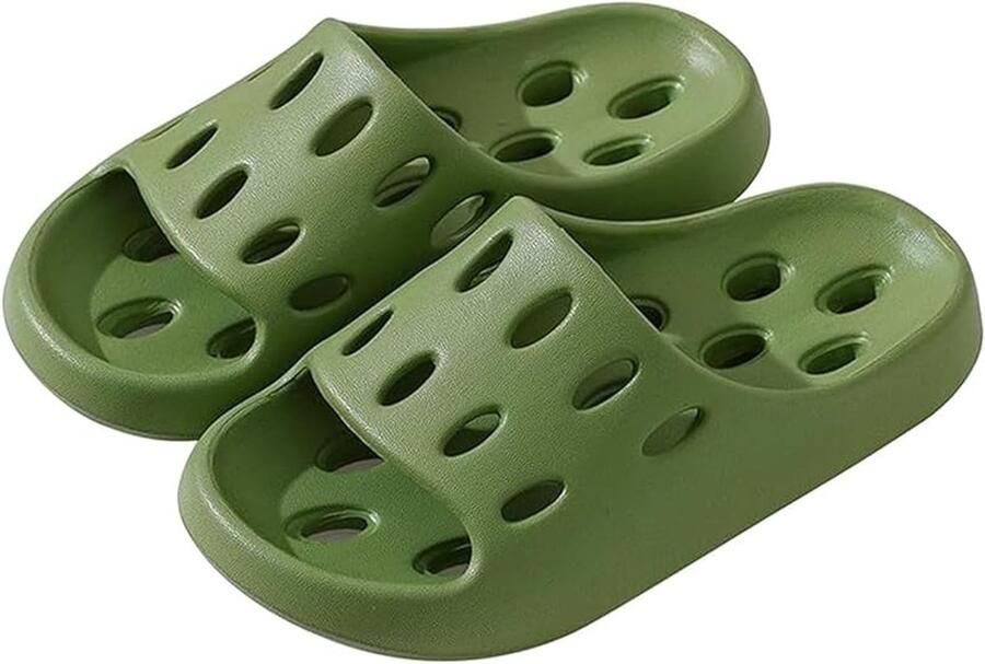 Slippers Douche Slippers Badslippers -Sneldrogende Douche Slippers Lichtgewicht Zool Antislip Badschoenen 40 41 groente kelur