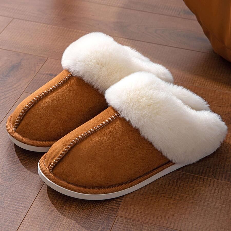 Slippers Dames Warm Winter Slippers Nepbont slippers dames warme schoenen dames -Zacht Plat Pluche Pantoffels Antislip Outdoor Indoor met super kwaliteit