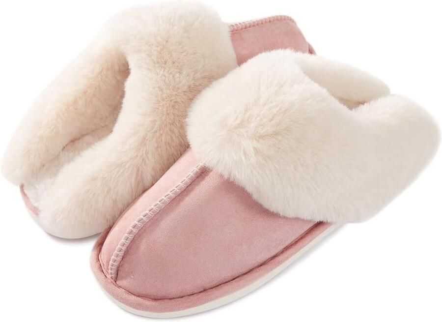Slippers Dames Warm Winter Slippers Nepbont Zacht Plat Pluche Pantoffels Antislip Outdoor Indoor met super kwaliteit