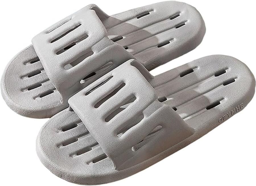 Slippers Damesbadkamerslippers Comfortabele open teenslippers Antislip badkamerslippers Unisex Zachte zwembadslippers voor thuisgebruik in de zomer grijs