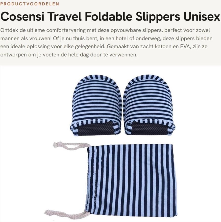 Dailygoods- Slippers Opvouwbaar Antislip Zacht Katoen Inclusief Opbergtas Voor Binnen Buiten Huis Slippers