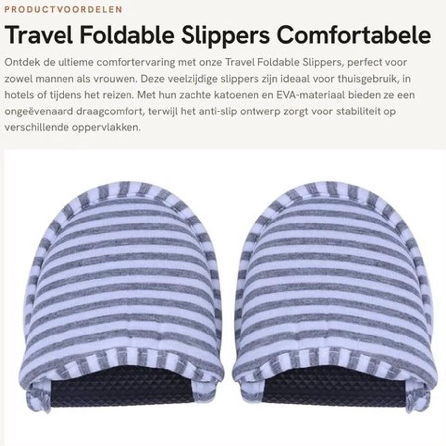 Dailygoods- Slippers Opvouwbaar Antislip Zacht Katoen Indoor Outdoor Inclusief Opbergtas Lichtgewicht Huis Slippers