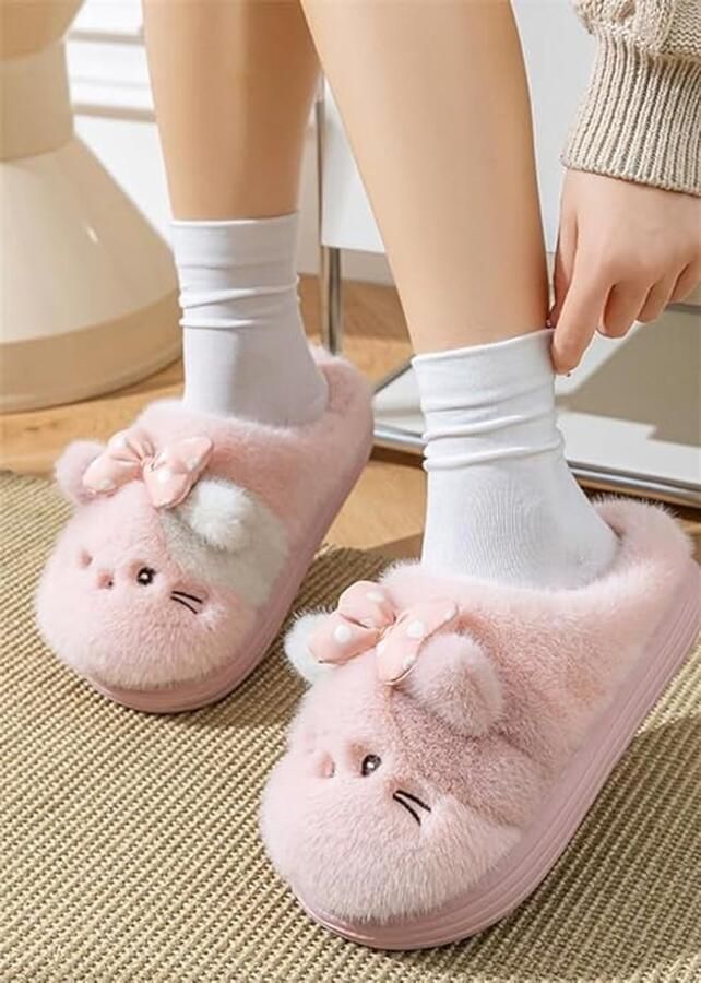 Slippers Damespantoffels Comfortabel en Warm Huispantoffels Antislip Comfortabel en Warm Pantoffels met één been geschikt voor thuis en buitengebruik roze