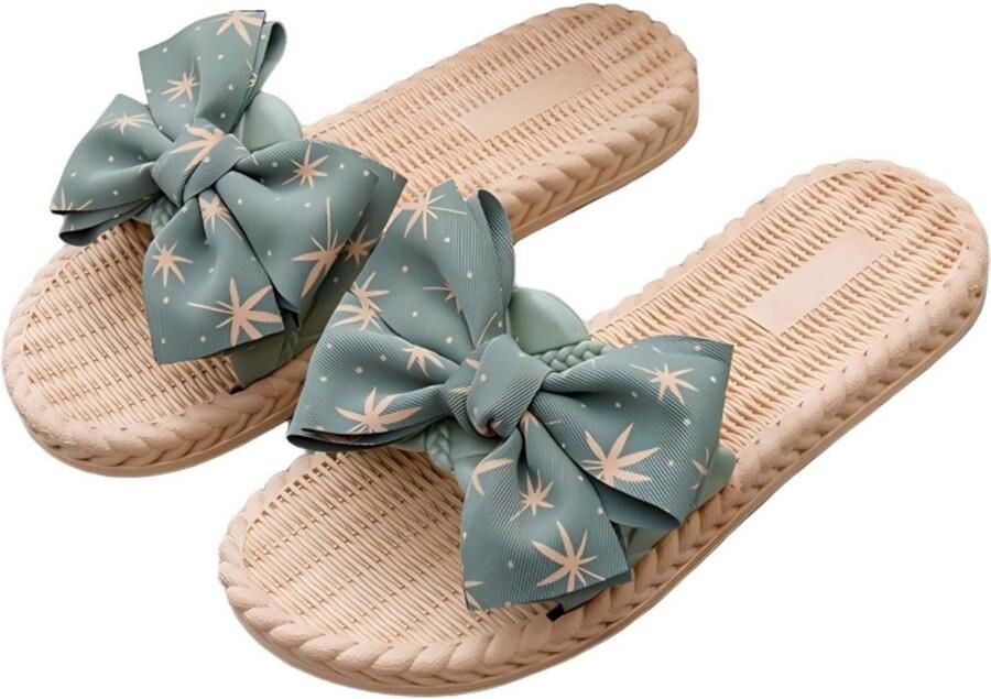 Slippers Damesslippers M Zomerslippers met strik Strandschoeisel Huisslippers Buitenslippers Instapsandalen Platte zomerslippers Strandschoenen Badkamerslippers Binnenschoeisel Strandinstappers