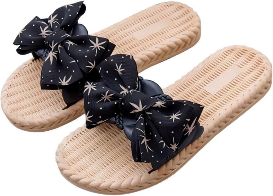 Slippers Damesslippers M Zomerslippers met strik Strandschoeisel Huisslippers Buitenslippers Instapsandalen Platte zomerslippers Strandschoenen Badkamerslippers Binnenschoeisel Strandinstappers