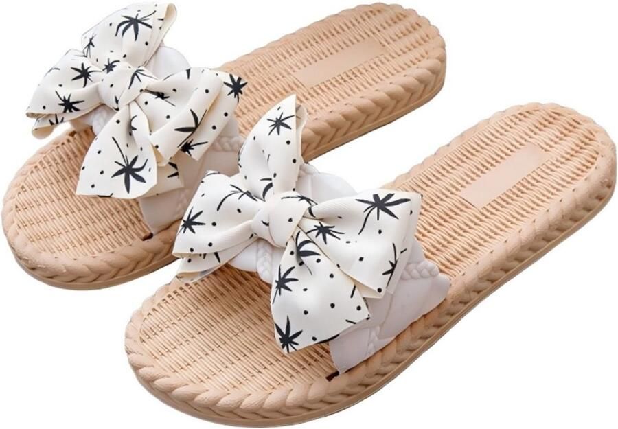 Slippers Damesslippers M Zomerslippers met strik Strandschoeisel Huisslippers Buitenslippers Instapsandalen Platte zomerslippers Strandschoenen Badkamerslippers Binnenschoeisel Strandinstappers