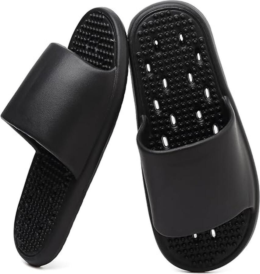 Slippers -Doucheschoenen voor dames met gaten Doucheschoenen voor studentenkamers Antislip doucheslippers voor dames Bathroom Sandals Extreem comfortabel Doucheschoenen voor dames voor binnen en buiten Zwart