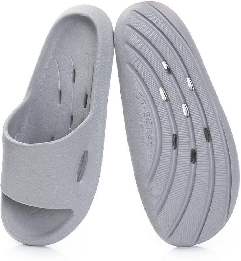 Slippers Doucheslippers Met Gaten Snel Drogende Antislip Badslippers Unisex Slippers Grijs