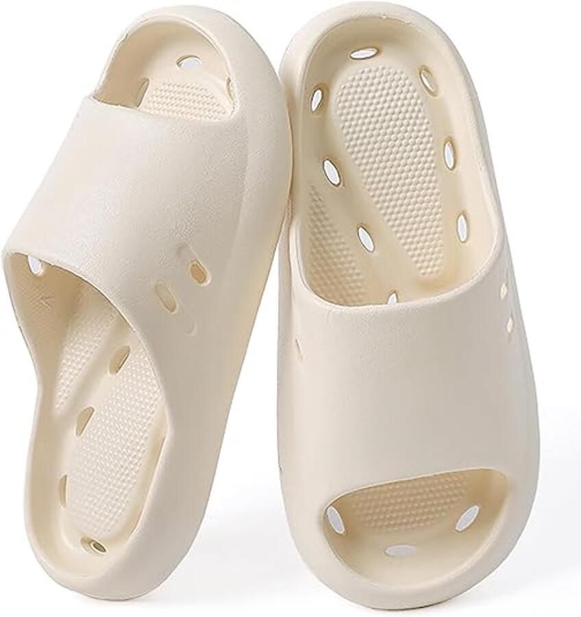 Slippers Doucheslippers voor en heren-comfortabele- sneldrogende badschoenen met afvoergaatjes- antislip massageslippers voor de sportschool- het zwembad de studentenkamer en het strand 36 37 -Wit