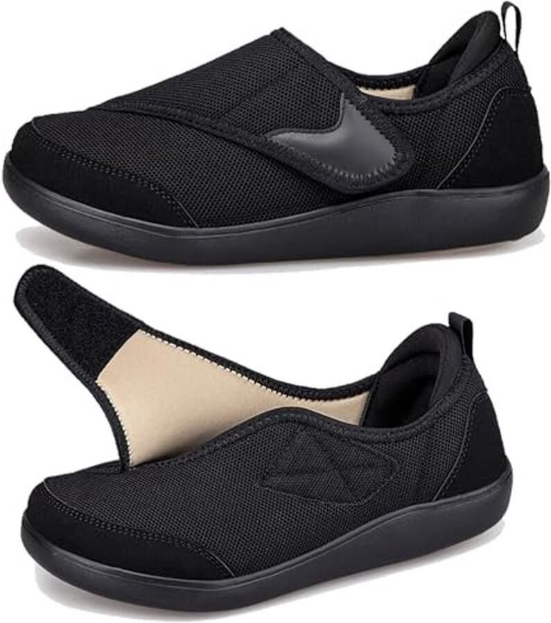 Slippers Extra Breed met Sluiting Zwart