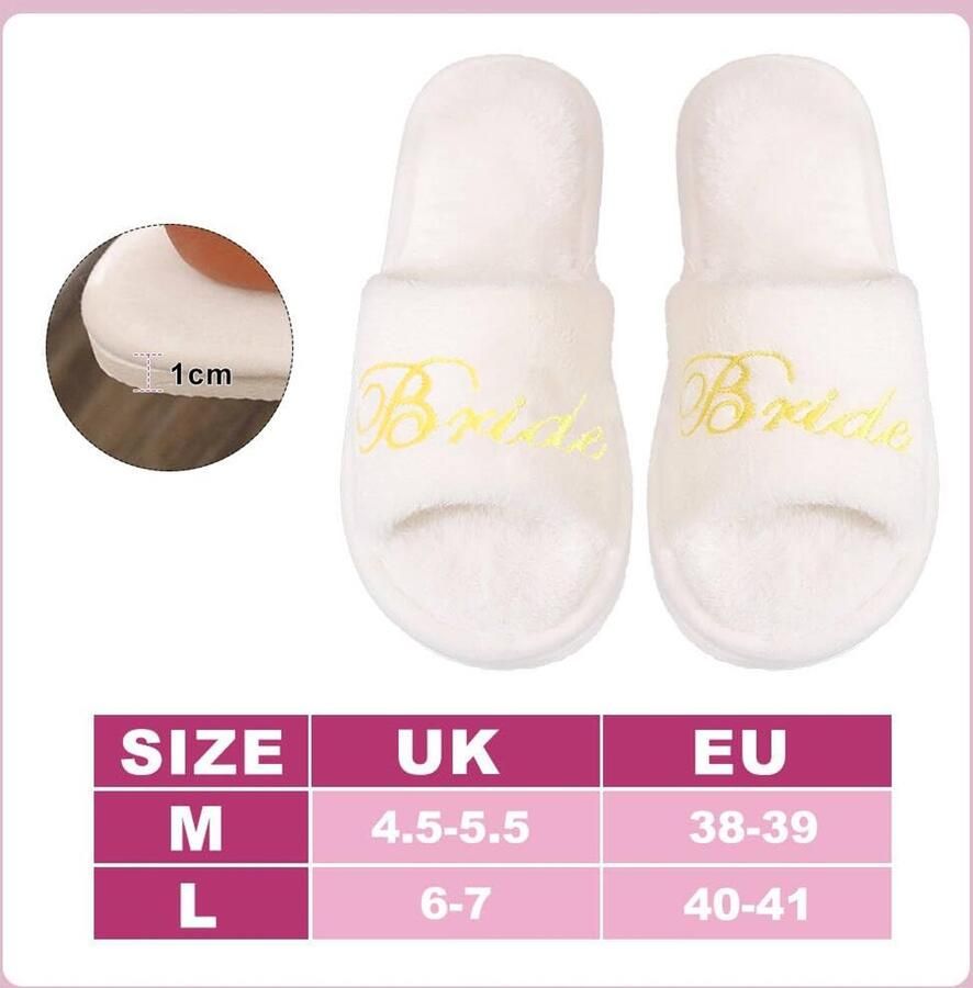 Slippers Fluffy Slippe Bruidspantoffels zachte bruidsschoenen antislip met zool Wit 38 39