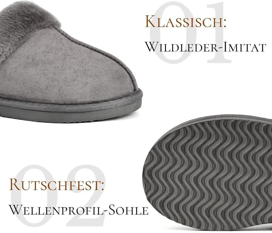 Slippers for Women Faux Suede Round Toe Fluffy Slip On Warm Winter Ladies Slippers House Outdoor Comfortable Soft ShopVlot