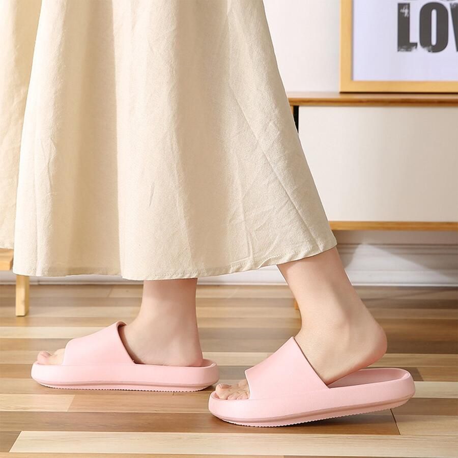 Geweo Slippers EVA Badslippers Unisex Verdikte Lichtgewicht Super Zacht aan je Voeten Anti-Slip en Stevig Voetbed Anti-lawaai Roze - Foto 3