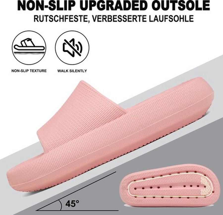 Geweo Slippers EVA Badslippers Unisex Verdikte Lichtgewicht Super Zacht aan je Voeten Anti-Slip en Stevig Voetbed Anti-lawaai Roze - Foto 10