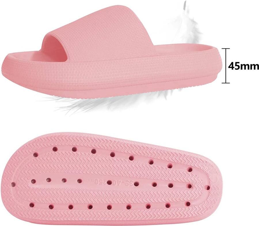 Geweo Slippers EVA Badslippers Unisex Verdikte Lichtgewicht Super Zacht aan je Voeten Anti-Slip en Stevig Voetbed Anti-lawaai Roze - Foto 13