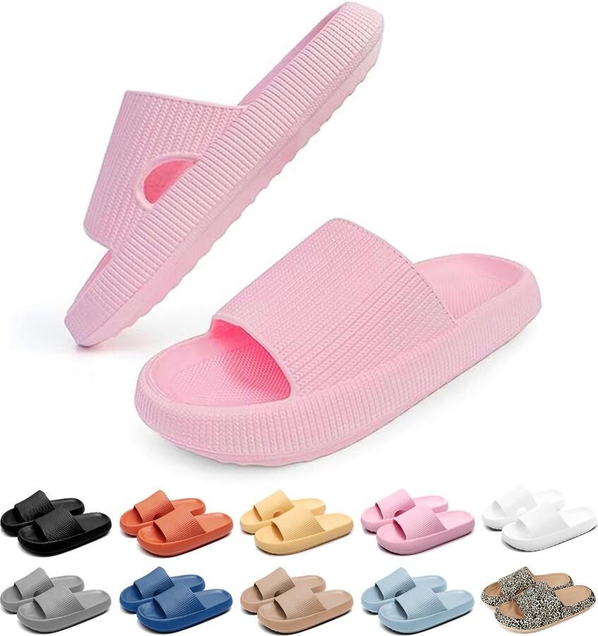 Slippers EVA Badslippers Unisex Verdikte Lichtgewicht Super Zacht aan je Voeten Anti-Slip en Stevig Voetbed Anti-lawaai Roze