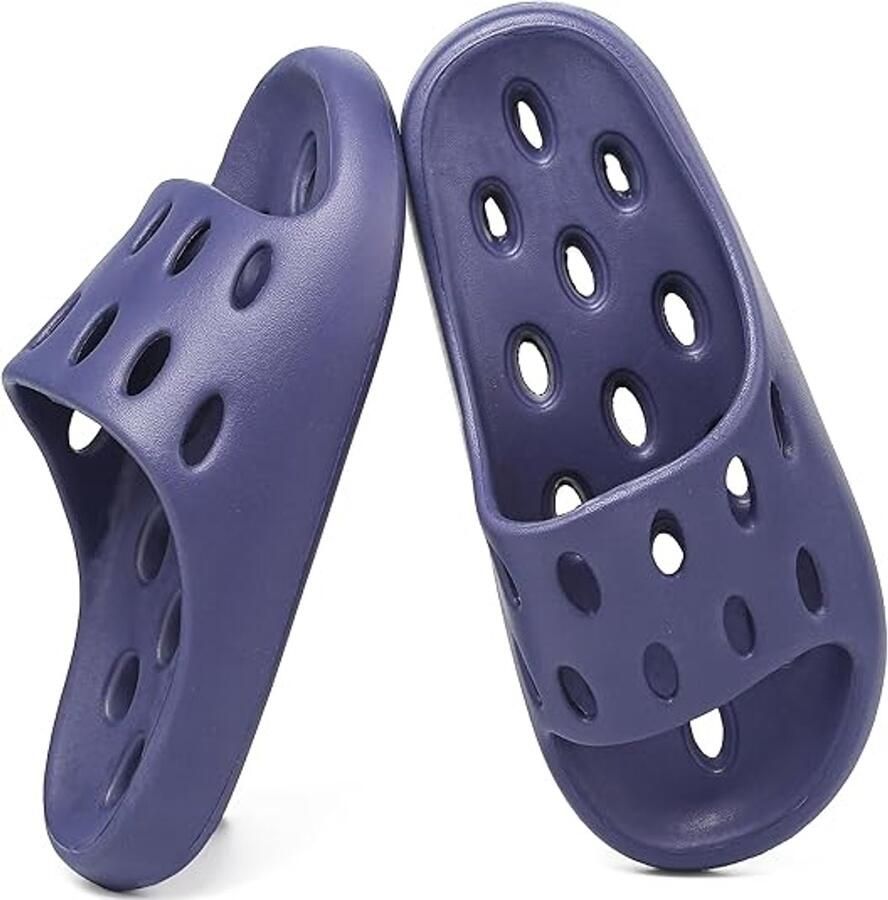 Slippers Heren Doucheschoenen Breed Met Gaten Heren Douchesandalen Sneldrogend Antislip Binnenslippers Slaapkamer Zwembad Spa Studentenkamer 38 39 Paars