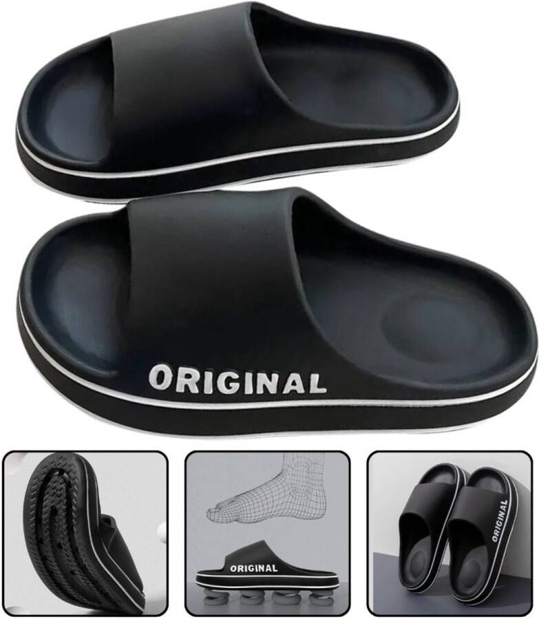 Slippers Heren Herenschoenen Zomer Lichtgewicht & Antislip EVA Materiaal Platform Ontwerp Duurzaam & Comfortabel Modieus Voor Strand & Thuis Zwart