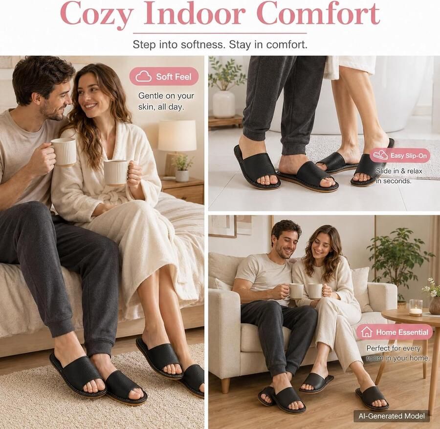 Slippers Huis Platte sandalen Soepel binnen en buiten Open teen en Comfortabele glijbanen