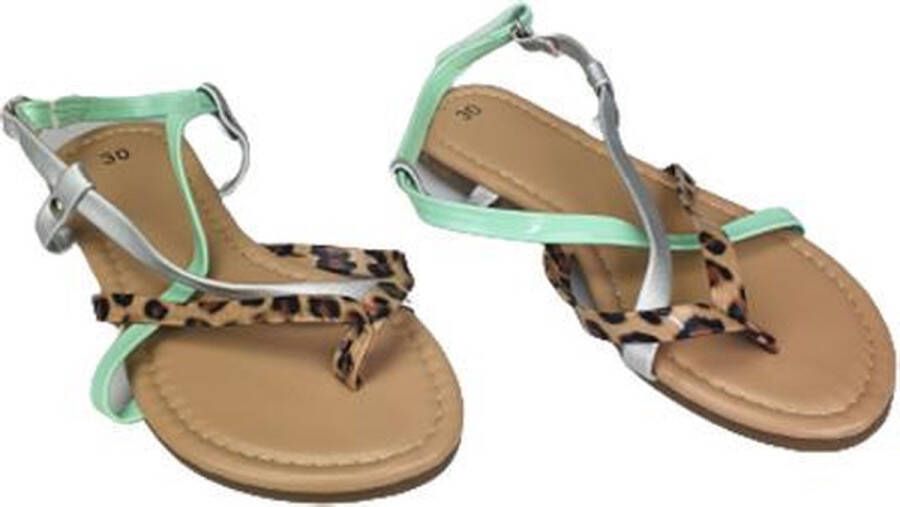 Merkloos Sans marque Slippers JOELLE met panter print Groen Zilver - Foto 2