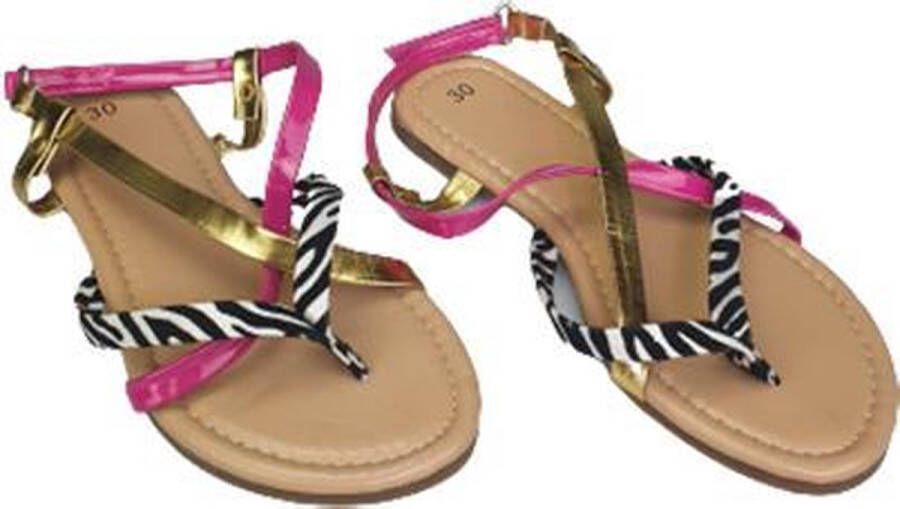 Merkloos Sans marque Slippers JOELLE met zebra print Zwart Goud Roze - Foto 2
