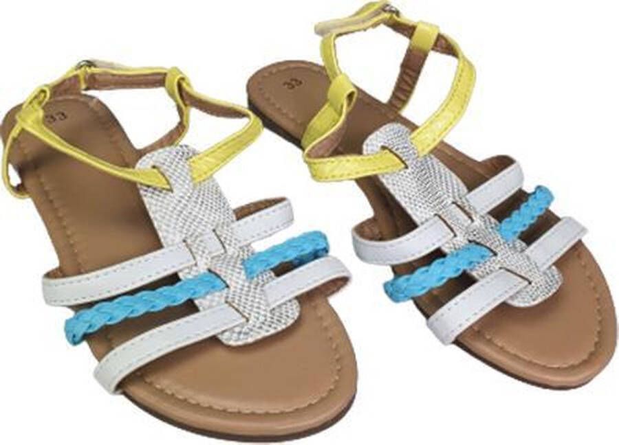 Merkloos Sans marque Slippers JOELLE Wit Geel Blauw - Foto 2