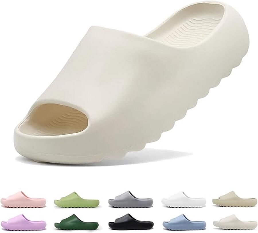 Slippers Loungeslippers Lichtgewicht en zacht Antislipslippers Comfortabele teenslippers geschikt voor damesdouches zwembad en strand gebroken wit