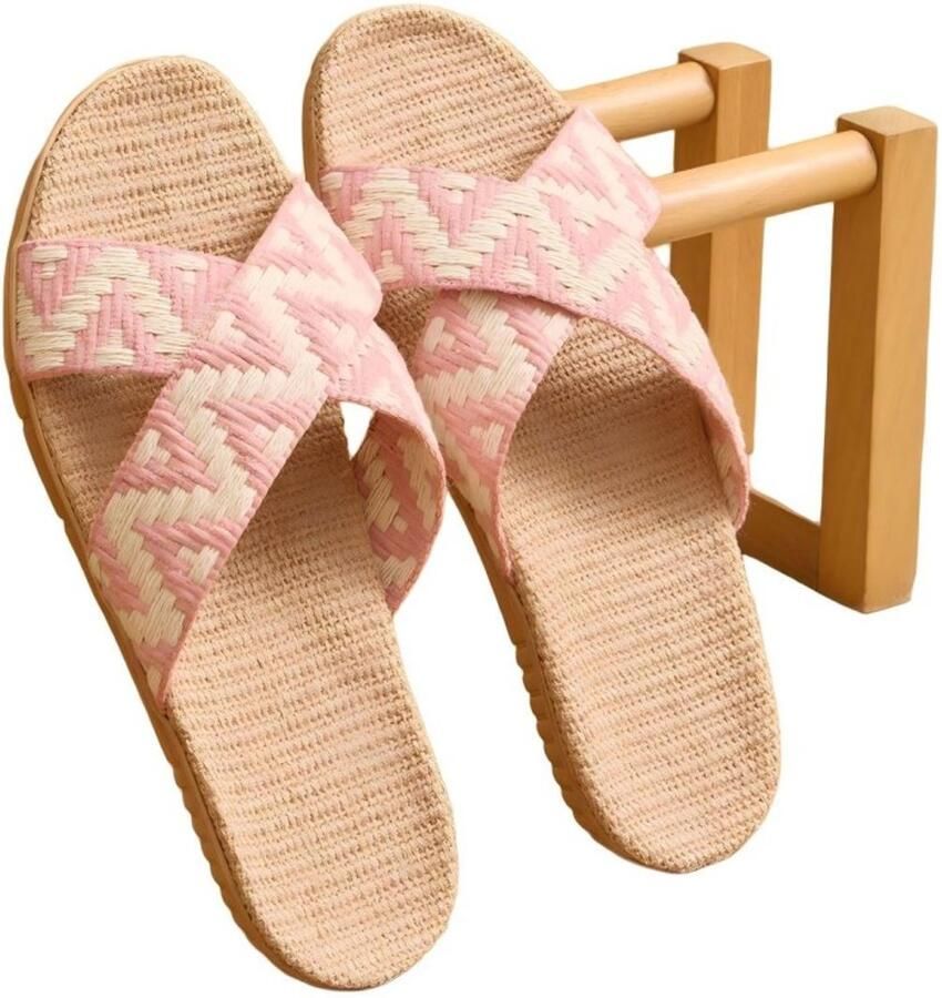 Slippers M-37-38 (Geschikt voor Binnenlengte Damesslippers Pantoffels Slippers met open ne ?? Antislipslippers Huisslippers Ademend Lichtgewicht Praktisch Geschikt voor gebruik in huis