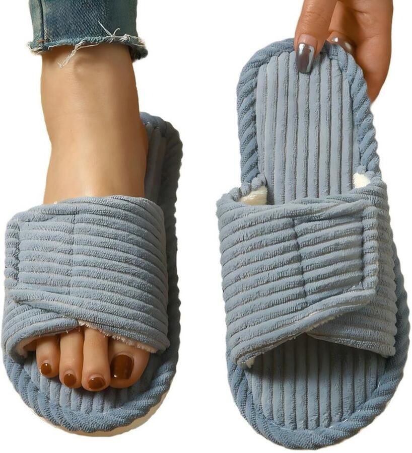 Slippers XS 36 37 Valt klein uit spantoffels Herenpantoffels Unisex Huispantoffels Fleece pantoffels Comfortabele pantoffels Klittenbandpantoffels Verstelbaar Geschikt voor zowel thuis als buitengebruik