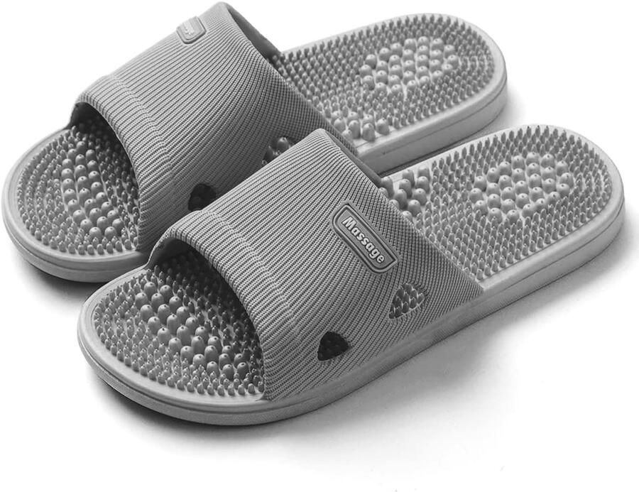 Slippers Massageslippers Schoenen Sandalen voor nen Voetmassage voor Plantaire Fasciitis Acupressuur Artritis Pijnverlichting Douche & Huisslippers (Grijs 42 43)