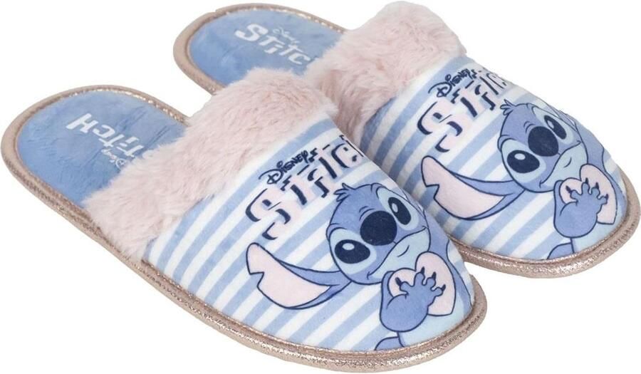 Slippers met blauwe strepen zachte binnenvoering en antislip zool comfortabele pasvorm warm en makkelijk aan te trekken