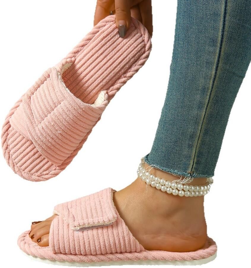 Slippers L-42-43 Valt klein uit spantoffels Herenpantoffels Unisex Huispantoffels Fleece pantoffels Comfortabele pantoffels Klittenbandpantoffels Verstelbaar Geschikt voor zowel thuis als buitengebruik