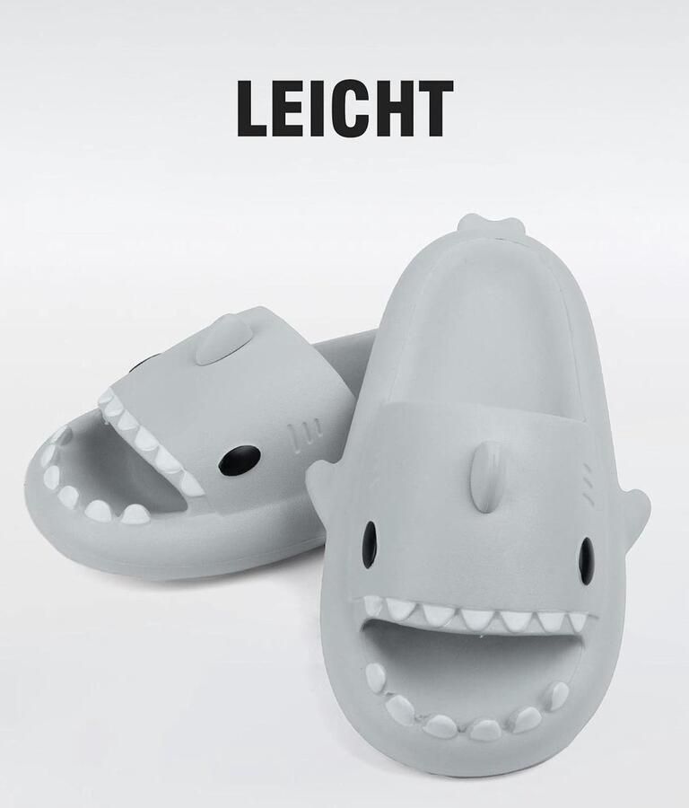 Badslippers Shark 44 45 EU Grijs Antislip Comfortabele bad- en zwemschoenen ShopVlot