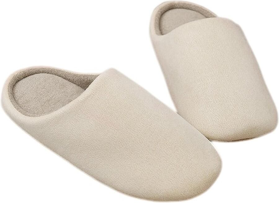 Slippers — Stille unisex-slippers Comfortabel schoeisel voor in huis Suède materiaal Zachte stille antislipzolen Geschikt voor binnen buiten slaapkamer en woonkamer Beige